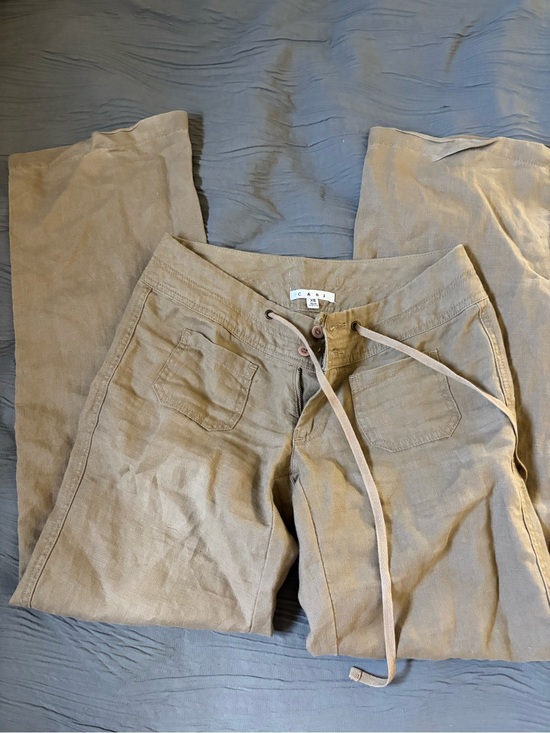 CAbi Pants - CAbi Wide Leg Linen Pants in Khaki/Tan